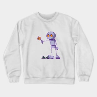 Robot giving flower Crewneck Sweatshirt